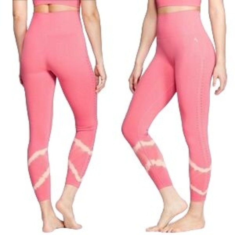 Joy Lab Women's Salmon Pink White Tie Dye High Rise Athletic 7/8 Leggings, Sz S